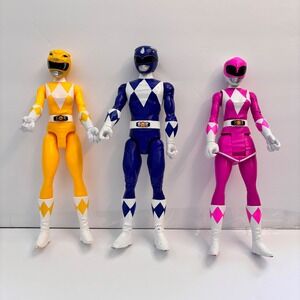 Mighty Morphin Power Rangers 12.5" Figures Blue Pink Yellow Ranger Set Bandai